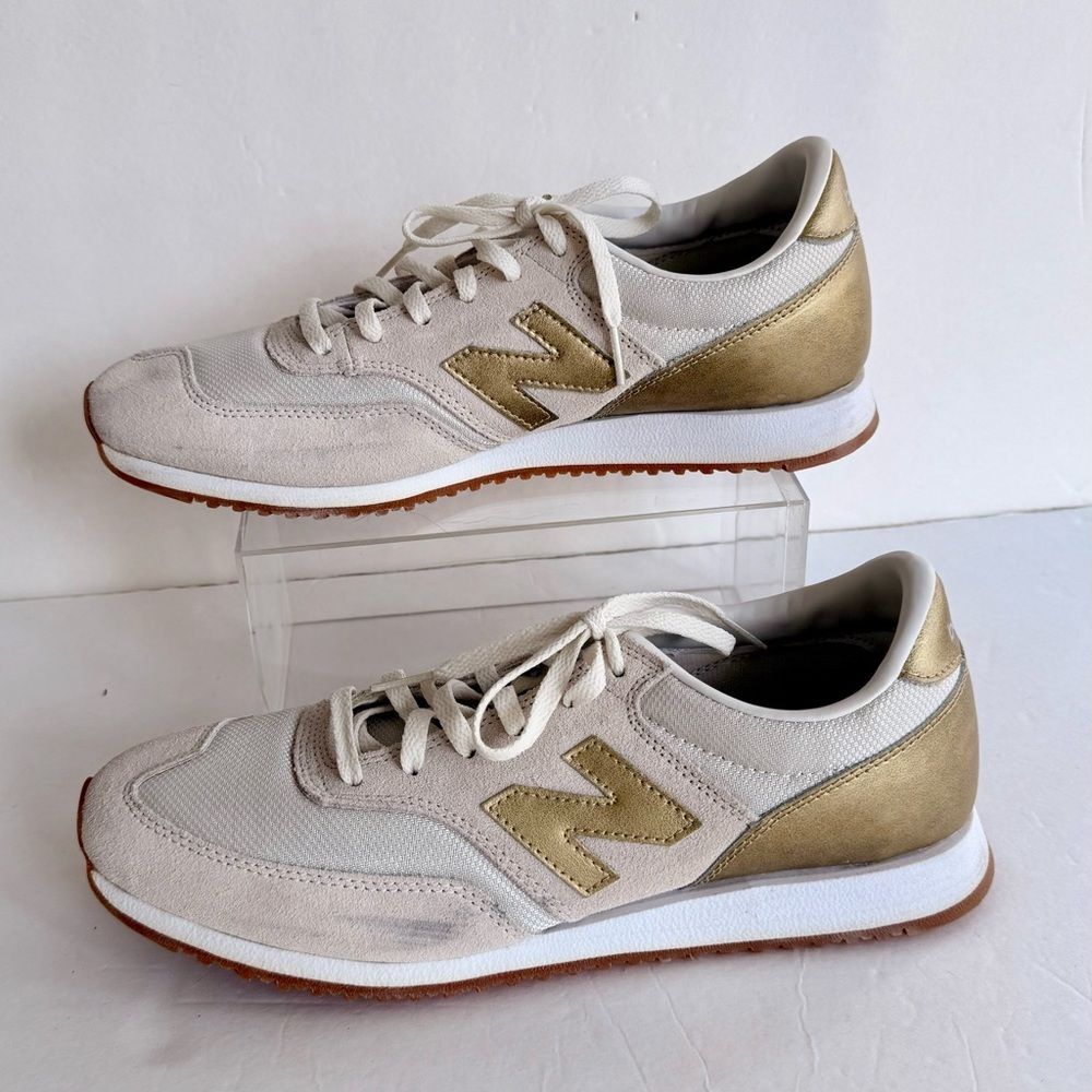 New Balance Women's 11 CW620JD2 Gold Lt Beige Suede Mesh Running Shoes Sneakers